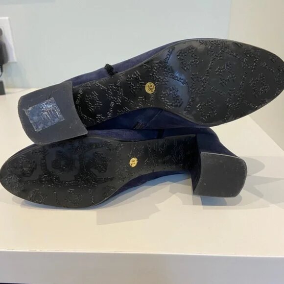 RON WHITE FRENCH NAVY SUEDE BOOTS - Picture 4 of 5